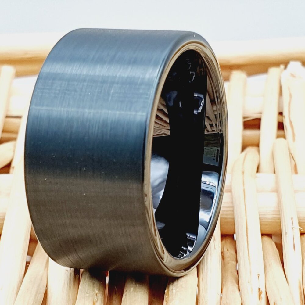 Flat Black Tungsten Brushed Finished Band, Galtun360